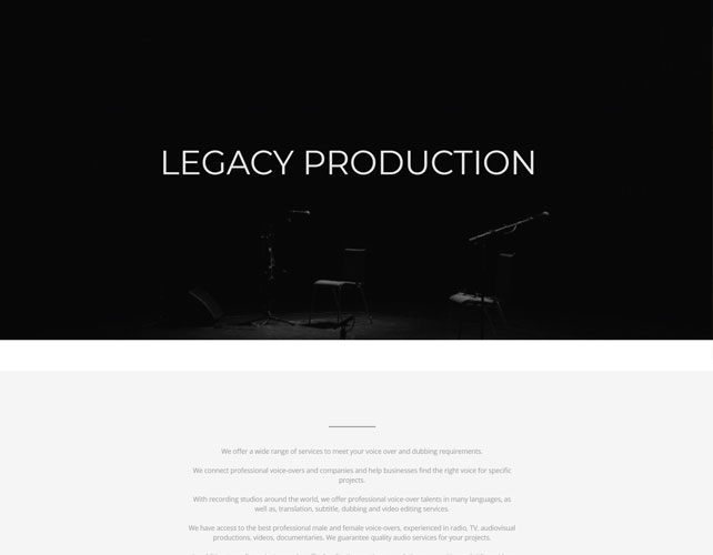 Legacy Production Website Design